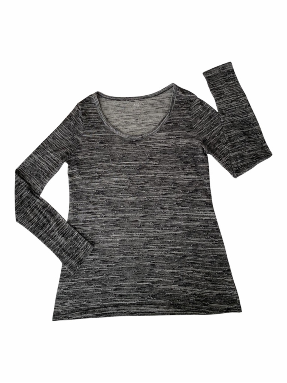 Mudd Shirt Juniors XL Heather Dark Gray Long Sleeves Scoop Neck Textured Knit